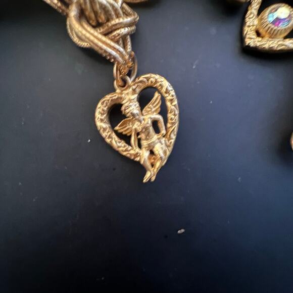 Vintage Kirks Folly Secret Of The Seven Angels Goldtone Charm Watch Bracelet SZ7 - Picture 12 of 16